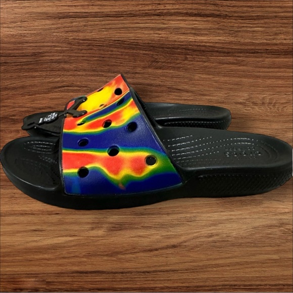 CROCS Classic Tie Dye Slides Sandals for Men Size 8 or Women Size 10. - Picture 8 of 8